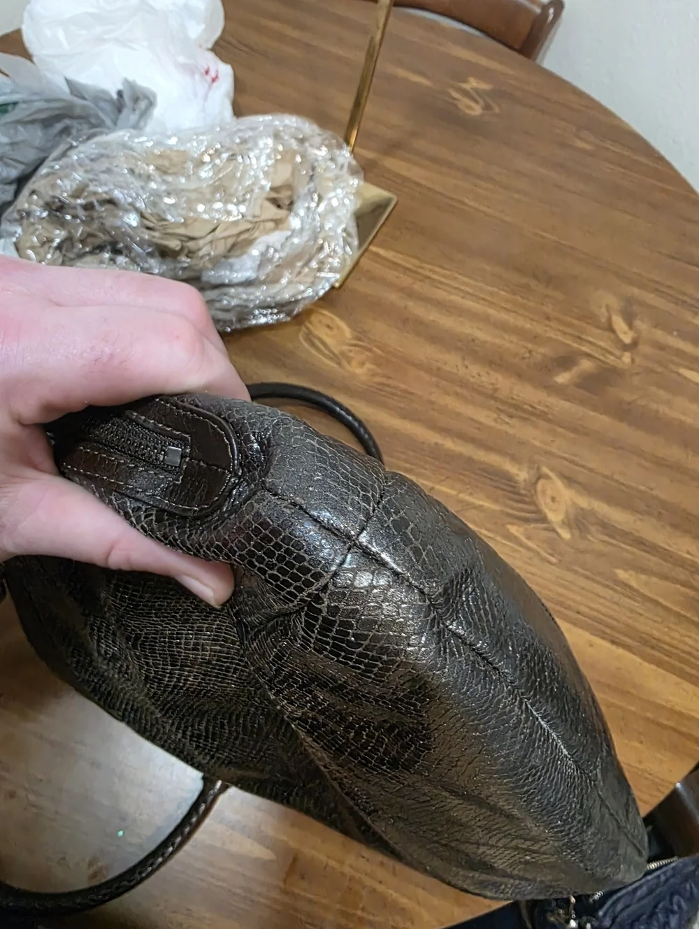 Coach Kristin ,black Python With Gunmetsl Hardware